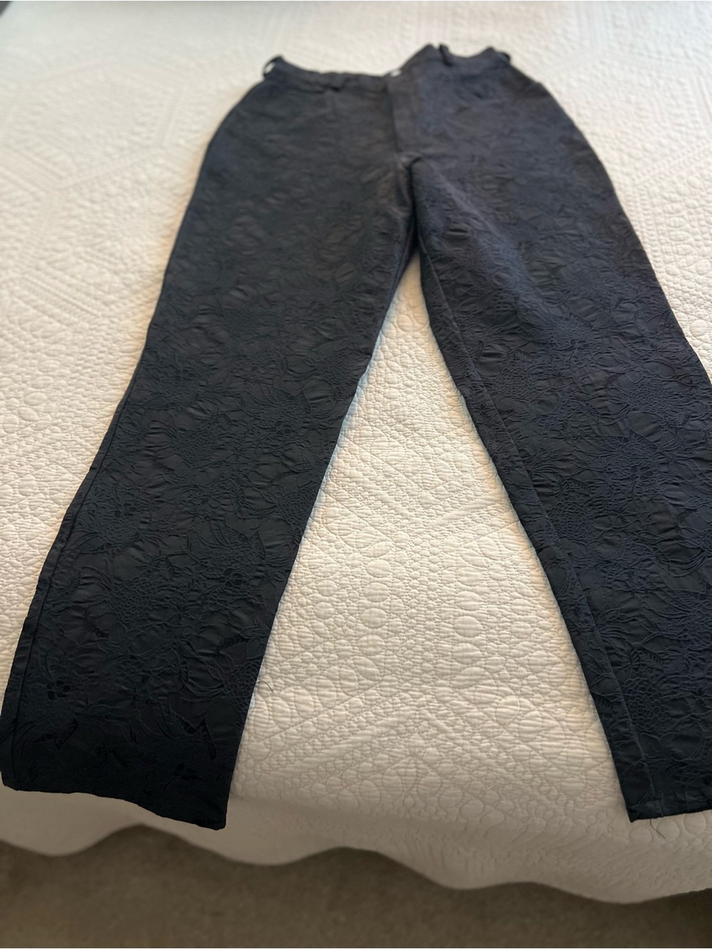 Textured Black Straight-Leg Women's Jeans